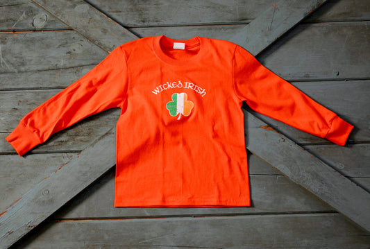 Wicked Irish Youth Shamrock Long Sleeve Tee Shirt