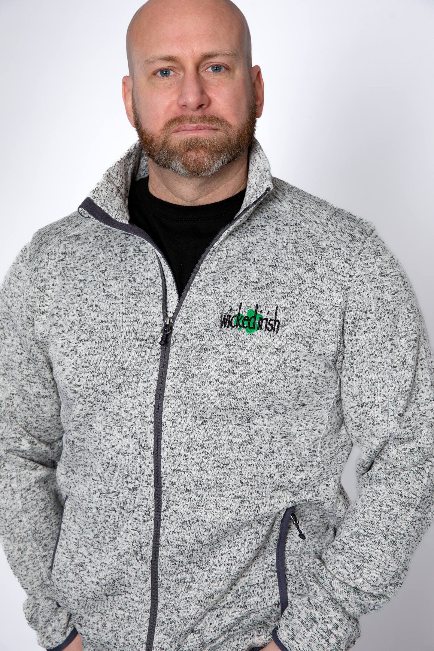 Wicked Irish Men's or Unisex Heathered Fleece Full Zip Jacket