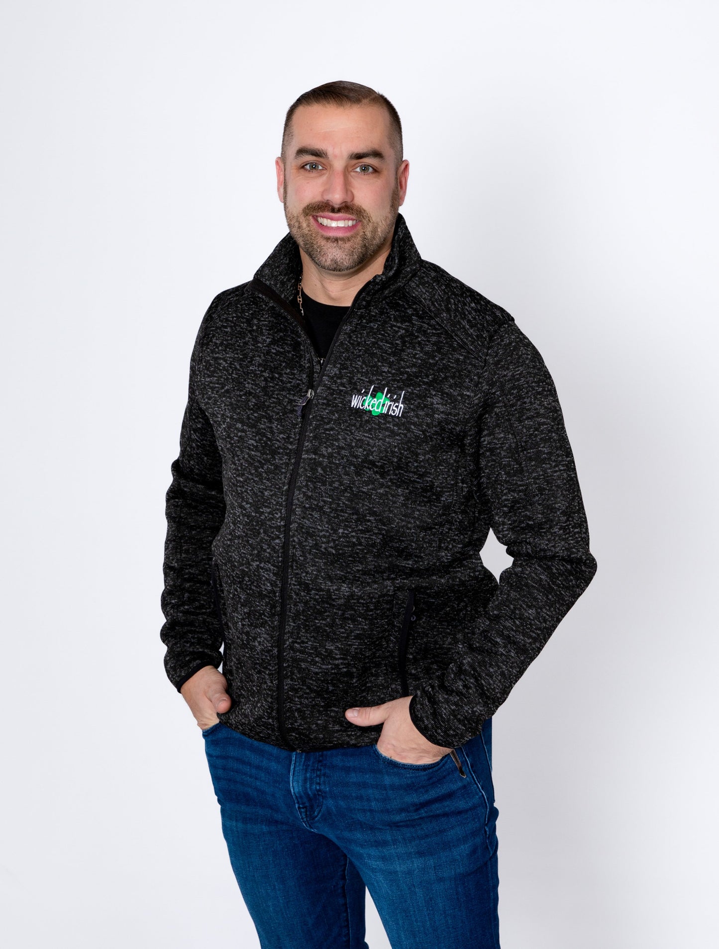 Wicked Irish Men's or Unisex Heathered Fleece Full Zip Jacket