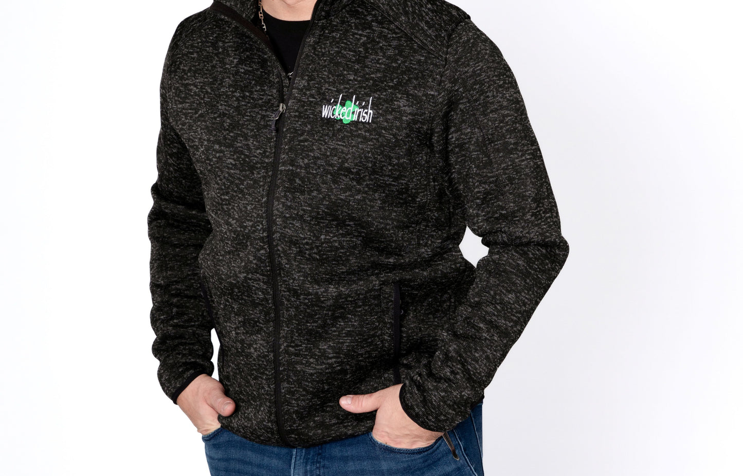 Wicked Irish Men's or Unisex Heathered Fleece Full Zip Jacket
