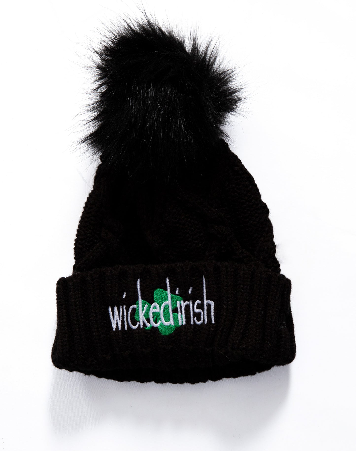Wicked Irish Faux Fur Pom Pom Hat