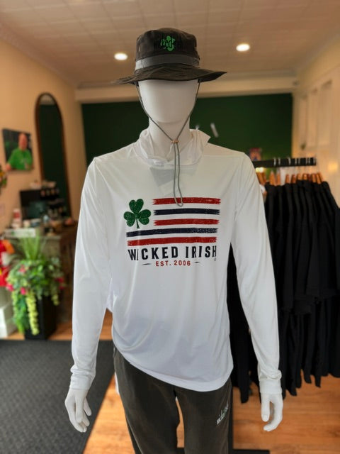 Wicked Irish Flag Posi-UV® Pro Long Sleeve Hoodie UPF 50
