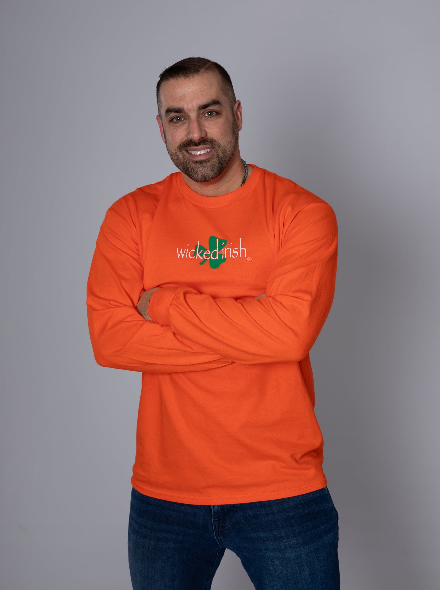 Wicked Irish Unisex Celtic Cross Wicked Irish Logo Long Sleeve Logo T-Shirt