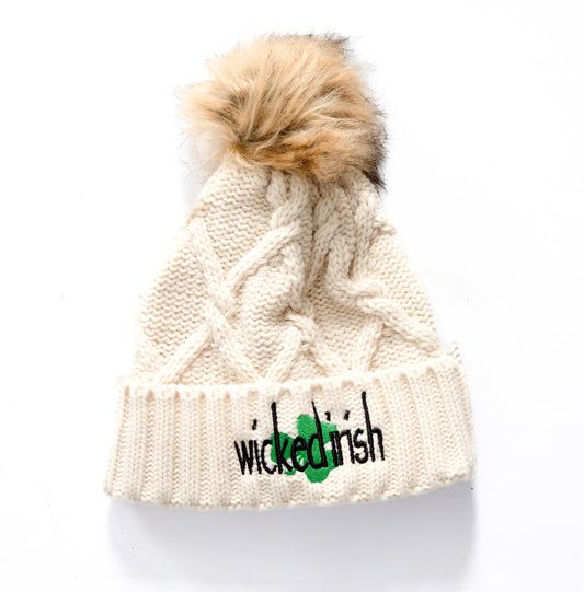 Wicked Irish Faux Fur Pom Pom Hat