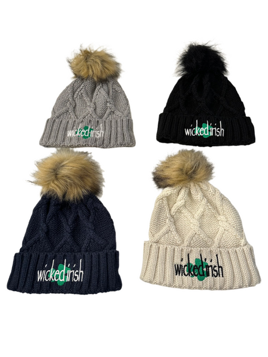 Wicked Irish Faux Fur Pom Pom Hat